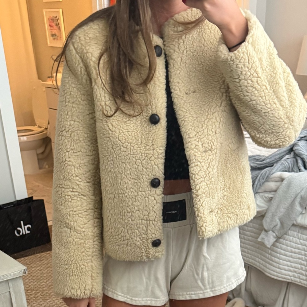 Abercrombie & Fitch Cream Sherpa Jacket